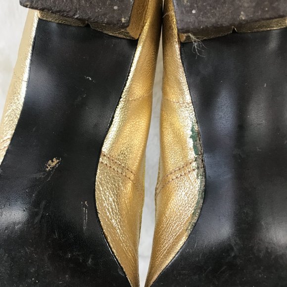 Vintage 1960s California Cobblers Gorgeous Gold  Shoes Size 6.5 N With Box USA - Picture 5 of 10